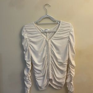 Misguided Long Sleeve Ruffle Top Stretch Material